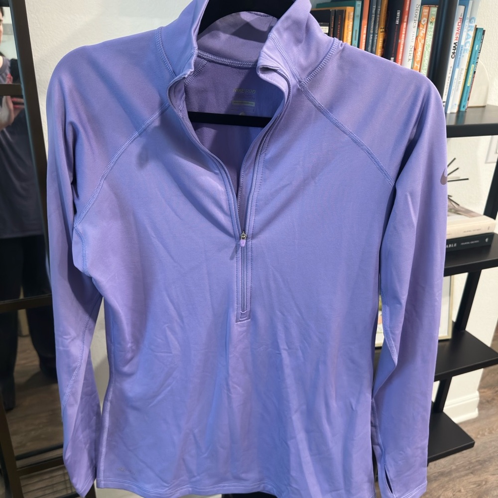 Nike Purple Raglan Long Sleeve Polo Tee
